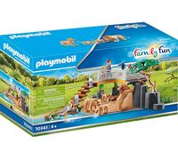 ACTION FIGURE PLAYMOBIL 70343 - Set Zoo con leoni nel recinto esterno