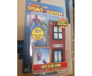 action figure spiderman Stunt System Web Sling Bank con Vulture e Trappola nuovo