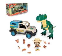 Action Heroes Dino Explorer 4 X 4, Jeep con ruote larghe, personaggio e dinosauro T-REX, per bambini e bambine dai 4 anni, Famosa ACN10010