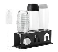 ACTIV CUISINE Supporto per bottiglie Sodastream Duo Crystal in acciaio inox, scolapiatti con anelli di protezione, scolapiatti e scopino per bottiglie, nero