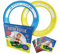 Activ Life Active Flyer: anelli frisbee aerodinamici - Divertimento all'aria aperta per bambini, ragazzi o ragazze di tutte le età! Confezione da 2 (ciano/giallo)