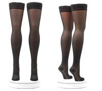 Activa - 2 Paia Calze Autoreggenti Compressione Graduata Donna 140 Denari mm/Hg 16/19, Calze Contenitive Donna per Circolazione Riposanti Curative 100% Made in Italy (Nero, L)
