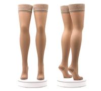 ACTIVA-Coppia 2 Paia Calze Autoreggenti Compressione Graduata 70 Denari Riposante mm/Hg 11/14 Tg XXL Nero-100% Made in Italy