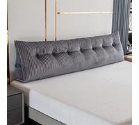 Activance Large Triangular Headboard Wedge Bed Rest Reading Pillow Backrest Positioning Support Bolster Cushion with Removable Cover (Grey, King: 76x8x20 Inches)
