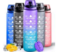 Active 100 Borraccia sportiva da 1 l, con tacche orarie, lavabile in lavastoviglie, a prova di perdite, senza BPA, atossica, per corsa, ciclismo, scuola e palestra (sfumatura viola)