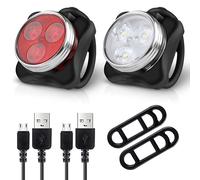 Active 100 Luci anteriori e posteriori, ricaricabili tramite USB, luci a LED, impermeabili, con 4 modalità, facili da montare per bici da strada e da montagna, per adulti e bambini