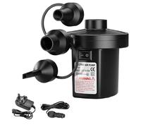 Active 100 Pompa ad aria elettrica portatile, gonfiaggio e sgonfiaggio rapido, 3 ugelli, 50 W CA/CC (110-240 V/12 V), durevole con protezione contro il surriscaldamento, perfetta per materassini