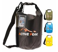 Active Peak® Sacca Stagna Impermeabile Roll-Top 2L/5L/10L/20L - Ultra-Resistente con Tracolla, Ideale per Spiaggia, Barca & SUP + Custodia Smartphone Impermeabile (Nero, 5 litri)