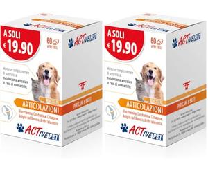 Active Pet Articolazioni, Mangime Complementare, Cani e Gatti, 60 Compresse (Confezione da 2)