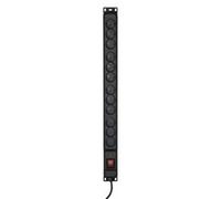 Activejet COMBO 12 socket power strip black Strip COMBO/12GN/1,5M/CZ
