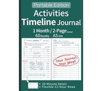 Activities Timeline Journal - Portable Edition - A5 size - English -: 60-Month A5 Portable - 1 Month / 2-Page Spread, Spacious Monthly View, Detailed ... Adaptable 12-Hr Rows; Activity Log. (Green)