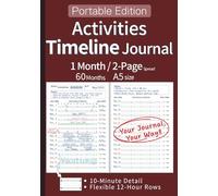 Activities Timeline Journal - Portable Edition - A5 size - English -: 60-Month A5 Portable - 1 Month / 2-Page Spread, Spacious Monthly View, Detailed ... Adaptable 12-Hr Rows; Activity Log. (Brown)