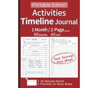 Activities Timeline Journal - Portable Edition - A5 size - English -: 60-Month A5 Portable - 1 Month / 2-Page Spread, Spacious Monthly View, Detailed ... Adaptable 12-Hr Rows; Activity Log. (Red)