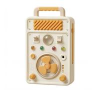 Activity Panel for Seniors with Rotating Fan, Toggle Switches, LED Lights, Textured Knobs, and Soft Grip Handle, Wooden Fidget Board, 12 x 9 x 2.5 Inches