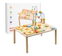 Activity Table, Learning Table, Wooden Educational Toy, Interactive Play, Shape Bead Maze for Kids to Develop Fine Motor Cognitive and Problem Skills in Preschool Daycare, 15.55x11.61x12.99in