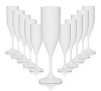 ActivoTex Calici Plastica Spumante per Matrimoni. Confezione da 12 Pezzi Bianco Bicchieri Flute Plastica Ultra Resistente Rigida Lavabili Vino Champagne Cava Versatili, Durevoli e Sicuri