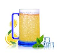 ACTOYS Boccale di Birra Refrigerante Bicchieri Freezer Birra, 450 ML Bicchiere Birra Doppia Parete, Boccale Birra in Plastica, Boccali da Birra con Manico, Tazza Birra per Mantenere Fresche (Blu)