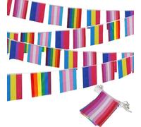ACTOYS Drapeau arc-en-ciel, Rainbow Flag Gay Pride, Drapeau Fierté Lgbt, Guirlande Fanions arc en ciel aux Intempéries, Gay Pride Drapeau, Décoration de Défilé Gay, Célébration Fête 10 Mètres