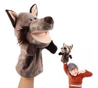 ACTOYS Marionette da Mano Lupo, Marionette da Mano Coniglio, Marionette da Mano, Marionette per Bambini, Marionette da Mano Animali, Adatto a Storie per Bambini (lupo grigio)