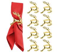 ACTOYS Portatovaglioli Natalizi 8 Pezzi Renne Porta Tovaglioli Natale, Ferma Tovaglioli Natalizi, Anelli di Porta Tovagliolo, Portatovaglioli oro, Addobbi Tavola Natalizia, Capodanno