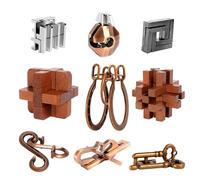ActPo 9 pezzi puzzle regalo per bambini, adolescenti e adulti, giocattolo retrò in legno e metallo, per sbloccare teaser interlock del cervello.