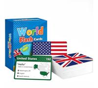 ActSo 245Pcs World Flags Flashcard,Flash Cards Animals/Transportation(A) | Country Flags and World Map Geography Game,Attività da Viaggio e Scrivania Studio