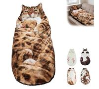 ActSo Cat Sleeping Bag for Adults,Cats Shaped Plush Floor Lounger for Adults,Plush Cat Envelope Sleeping Bag,175x80cm Washable Funny Soft Cat Shaped Sleeping Bags for Indoor Bedroom Living Room(A)