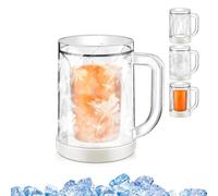 ActSo Double Layer Ice Cold Beer Glass,Freezer Beer Mugs,Clear Double Wall Ice-Mugs With Handle,Reusable Frozen Drink-Mugs,Ergonomic Design For Keeping Drinks Cold (A)