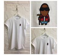Actual Fact Biggie Cartoon Ricamato Hip Hop Bianco Maglietta