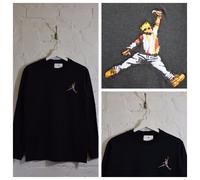Actual Fact Biggie X Jordan Slam Dunk Grande Hip Hop Nero Manica Lunga T-Shirt