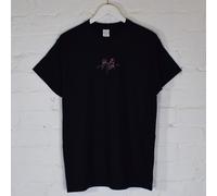 Actual Fact Daft Punk Ricamato Rosa su Nero Maglietta