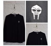 Actual Fact Doom Stemma Ricamato Mf Doom Villain Nero Manica Lunga Maglietta