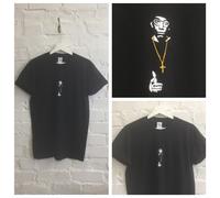 Actual Fact Grande L Catena Ricamato Hip Hop Nero Maglietta