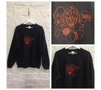 Actual Fact Mf Doom Ricamato Super Microfono Rosso su Nero Girocollo Felpa
