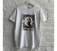 Actual Fact Tupac Criminale Life Memorial Stampato Bianco T-Shirt