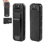 Actualous Body Camera, HD 1080p Rechargeable Mini Body Camera with Night Vison&Rotating Lens, Mini photographic equipment with Audio and Video Recording (WIFI+32GB card)