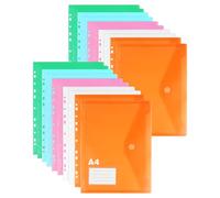 Acual Cartelline Portadocumenti, 20 Pezzi Buste Trasparenti Anelli A4, e 11 Fori,Cartelline Trasparenti A4 in PP Compatibili con Raccoglitore ad Anelli 2/3/4, per Casa,Scuola,Ufficio (5 colori)