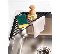 Acual Scolapiatti da Appoggio Triangolare, Scolapiatti Pieghevole in Ferro Zincato con Rivestimento in Silicone, Sottopentola Resistente al Calore per Tazze e Verdura, Salvaspazio Cucina