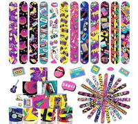 Acuiwer Braccialetti Slap per Bambini Schiaffo Braccialetti Slap 24/30/50 Pezzi Corsa/Dinosauri/Animale/Spazio/Unicorno/Hawaii/Costruzione Veicolo (Retro-24 pezzi)