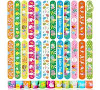 Acuiwer Braccialetti Slap per Bambini Schiaffo Braccialetti Slap 24/30/50 Pezzi Corsa/Dinosauri/Animale/Spazio/Unicorno/Hawaii/Costruzione Veicolo (Pasqua-Nuova-24 pezzi)