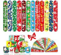 Acuiwer Natale Braccialetti Slap 48 Pezzi Christmas Slap Bracelets Schiaffo Bracciali Gadget Compleanno Bambini Festa Bomboniere Regalo Ragazze Ragazzi