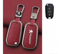ACUMLS Cover Chiavi Auto, per Peugeot 2008, Copri Telecomando Chiave Auto con Logo, Custodia Chiave per Auto, Auto Accessori,Red-B