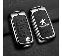 ACUMLS Cover Chiavi Auto, per Peugeot 207 SW, Copri Telecomando Chiave Auto con Logo, Custodia Chiave per Auto, Auto Accessori,Black-D