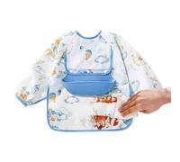 Acunny Bavaglino a maniche lunghe per bambini - Bavaglini regolabili per tutto il corpo con custodia - multifunzionale per l'alimentazione medicina dare giocare e preparare, Blu, Siehe