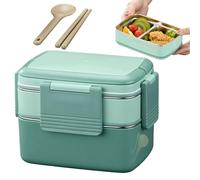 Acunny Contenitore per il pranzo per adulti, contenitore per il pranzo, impilabile a due strati, in acciaio inox, impilabile a due strati, impilabile, in acciaio inox, contenitore per alimenti