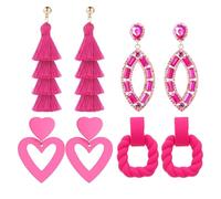 Acunny Orecchini a Cuore per Bambine,Set Di Orecchini Pendenti Bohemien Con Cerchio | Pendenti Rosa per Donne Amiche Mamme Amata San Feste Ragazze Accessori