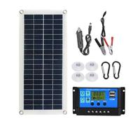 Acunny Pannello Solare Policristallino 10 - Controller Caricabatterie | Batteria solare 12 V 10-100 A - Kit di avviamento per camper marino, barca, tetto cabina, capanno casa