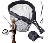 Acunny Rete da pesca per sbarco - Rete per pesca con mosca in laghetti d'acqua dolce e salata - Portatile per il trasporto e lo stoccaggio di attrezzatura da pesca di pesca, pesce, trota e kayak
