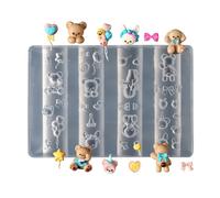 Acunny Stampo in silicone per , per decorazioni 3D, strumento per manicure con cuore, fiocco e orso, per accessori affascinanti, casa, in viaggio e in occasioni