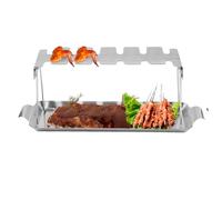 Acunny Supporto per cosce di pollo per barbecue, con vaschetta di raccolta, in acciaio inox, con rivestimento antiaderente, lavabile in lavastoviglie, per forno, barbecue, feste in giardino, barbecue